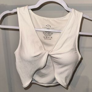 Klassy Network White Twist-Front Crop Top